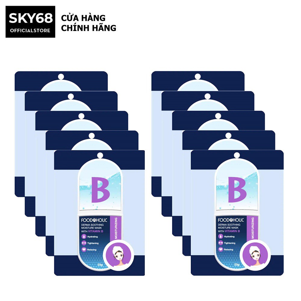 Hộp 10 Mặt Nạ Dưỡng Ẩm, Hỗ Trợ Thu Nhỏ Lỗ Chân Lông Chiết Xuất Vitamin B Foodaholic Derma Soothing Moisture Mask 23g x 10