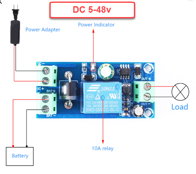 Mô-đun bảo vệ nguồn TẮT Mô-đun chuyển mạch tự động UPS Bộ nguồn pin cắt khẩn cấp Bảng điều khiển PMS 5V-48V