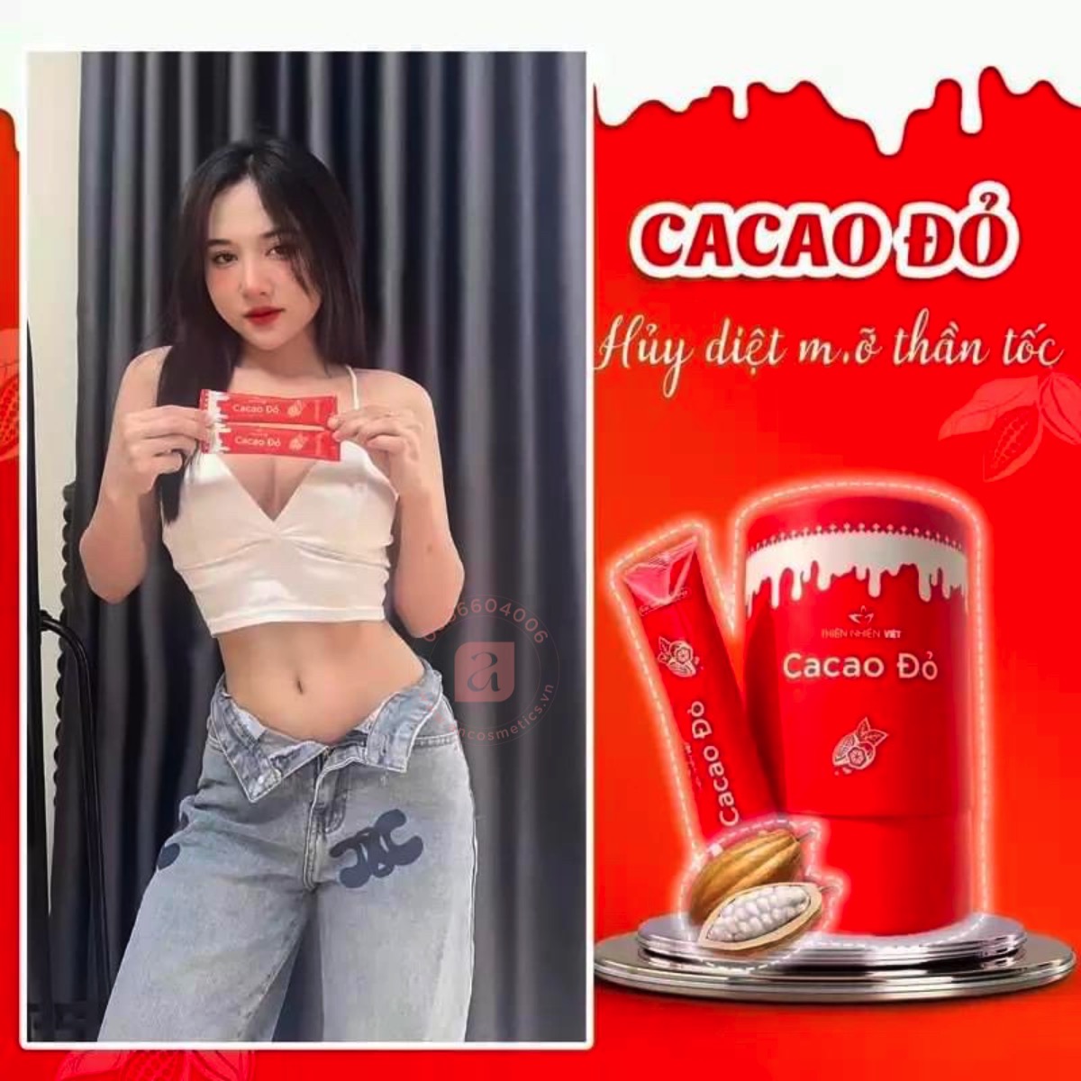 Ca cao đỏ hỗ trợ giảm cân Thiên Nhiên Việt 8 gói