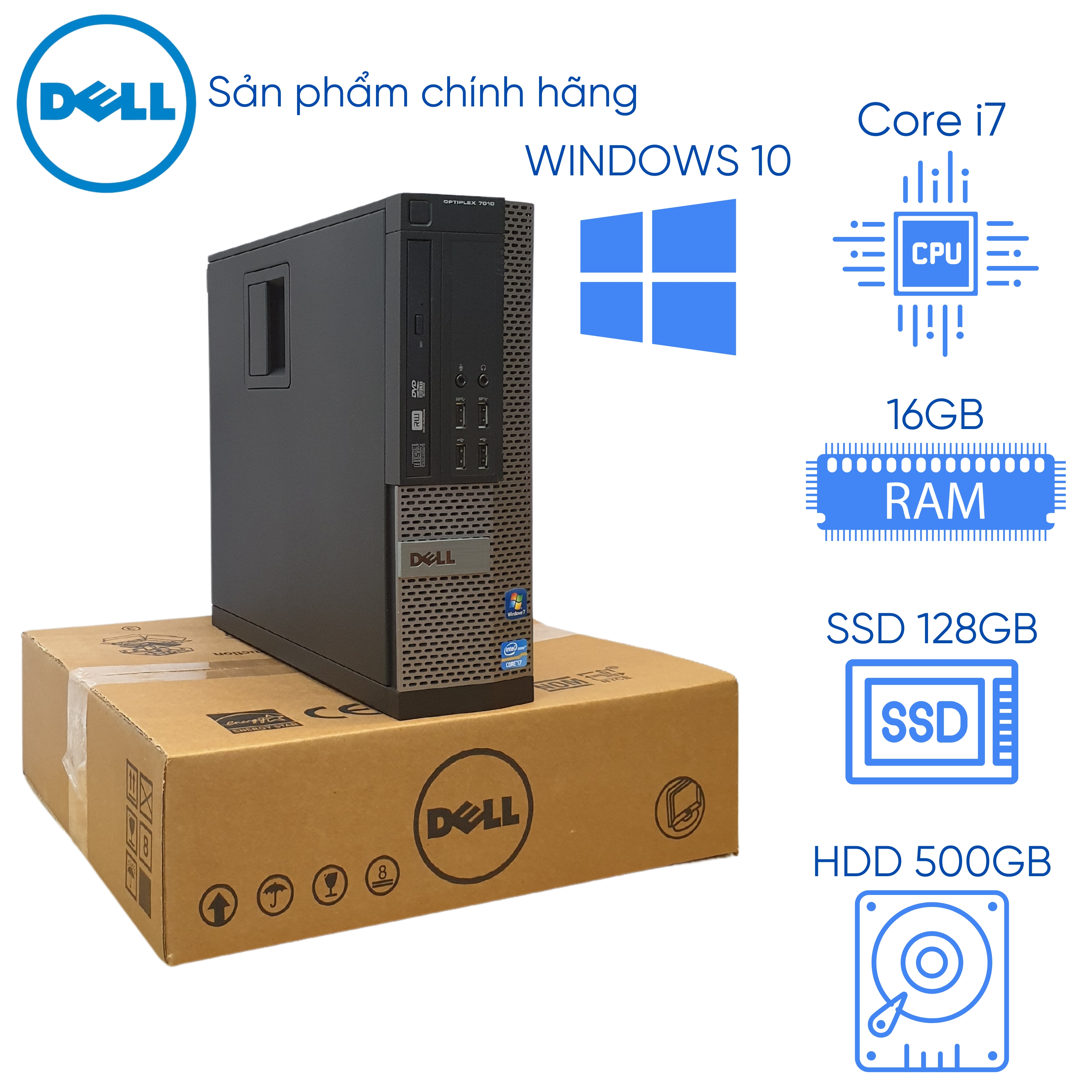 Máy Dell đồng bộ Core i7 4770/Ram 16GB /SSD 128GB/HDD 500GB. Máy like new đẹp 99%, zin nguyên bản.
