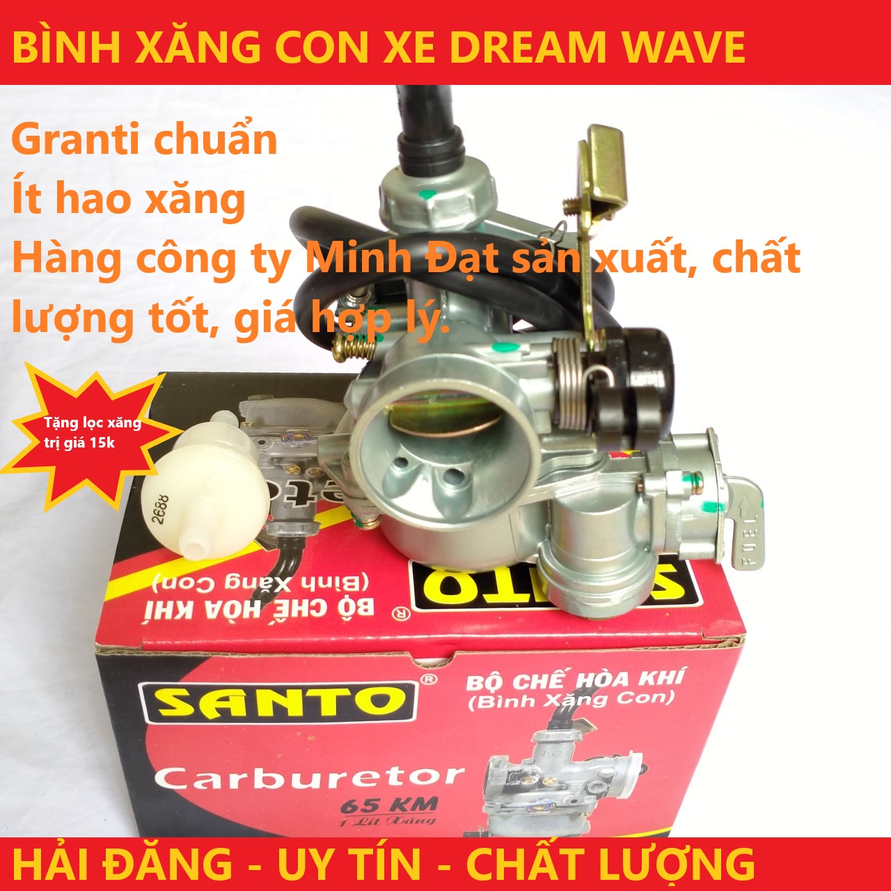 [Freeship + tặng lọc xăng trị giá 15k] Bình xăng con xe dream, wave100 granti nhiễn và tiết kiệm xăng hiệu Santo