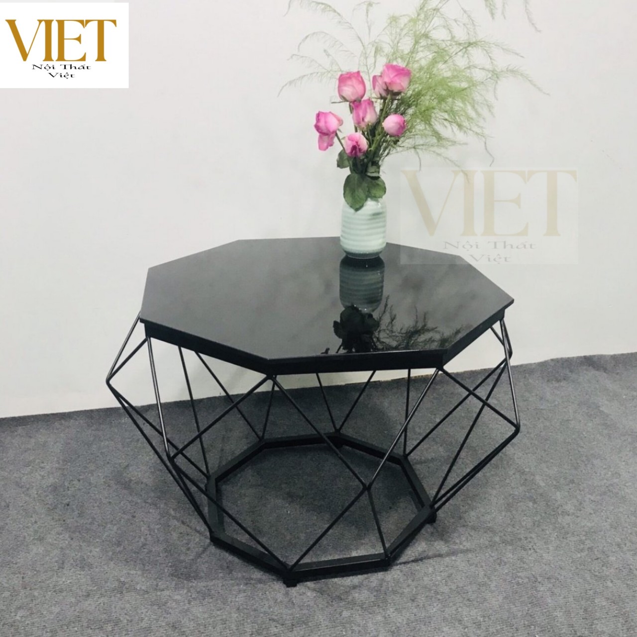 Bàn trà sofa trang trí nhỏ khung sắt Kim Cương chắc chắn hiện đại