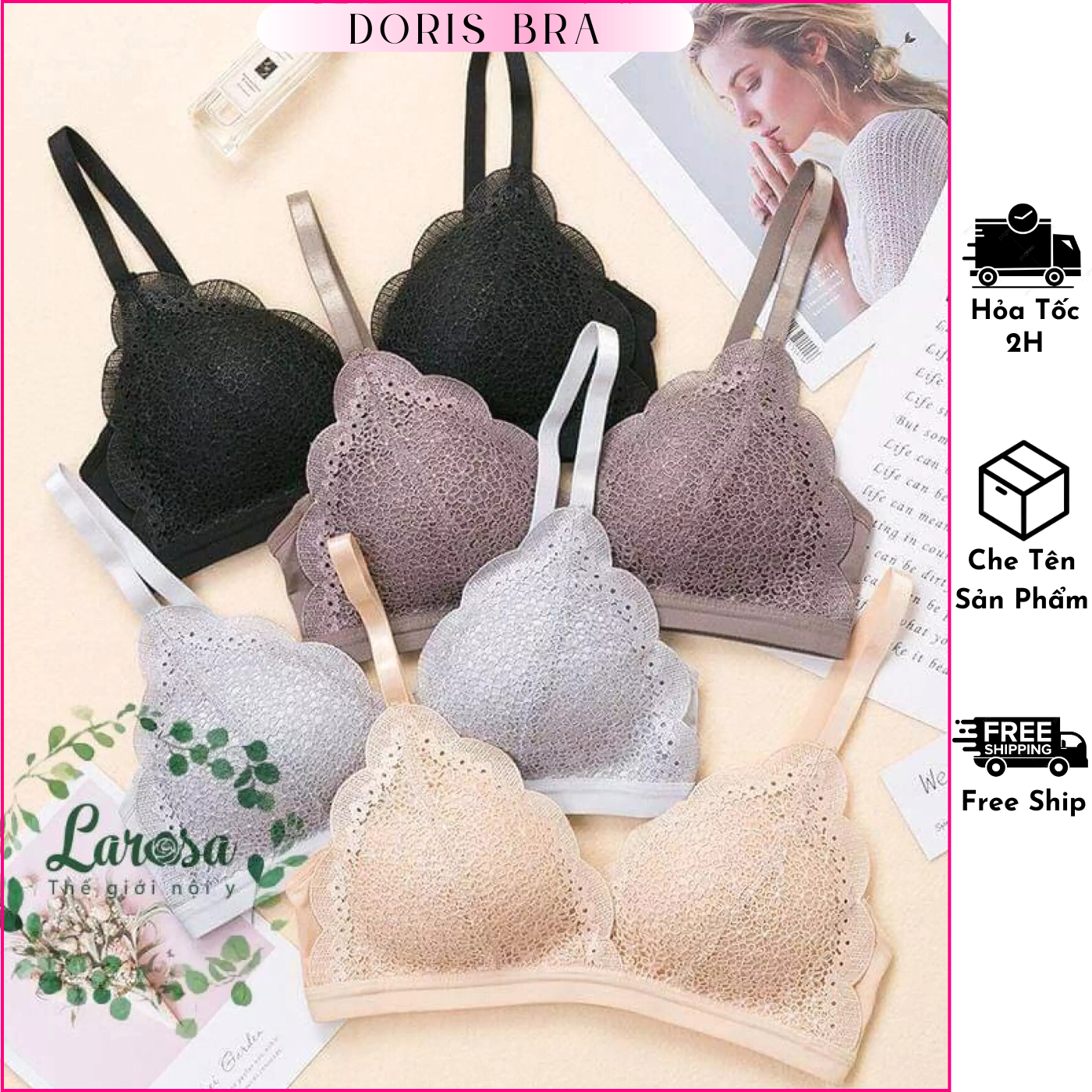 Áo lót nữ, áo ngực nữ Doris.fashion su ren đệm mỏng nâng, ôm ngực siêu mềm - nhẹ - mát