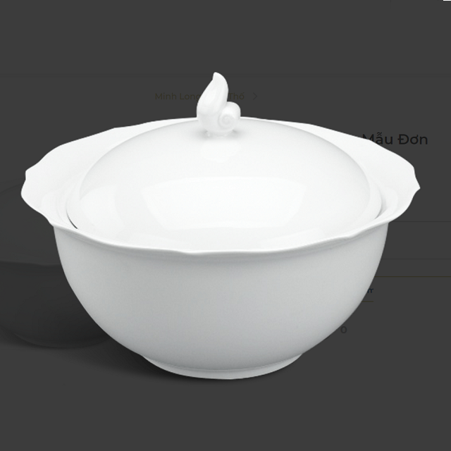 Thố cơm sứ Minh Long mẫu đơn trắng 20cm - thố cơm sứ Minh Long Mẫu Đơn trắng