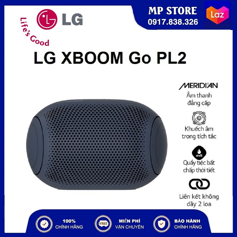 [HÀNG CHÍNH HÃNG - FREESHIP] Loa di động Bluetooth LG XBOOMGO PL2 | Liên kết 2 loa | Công nghệ Meridian | Bluetooth 5.0