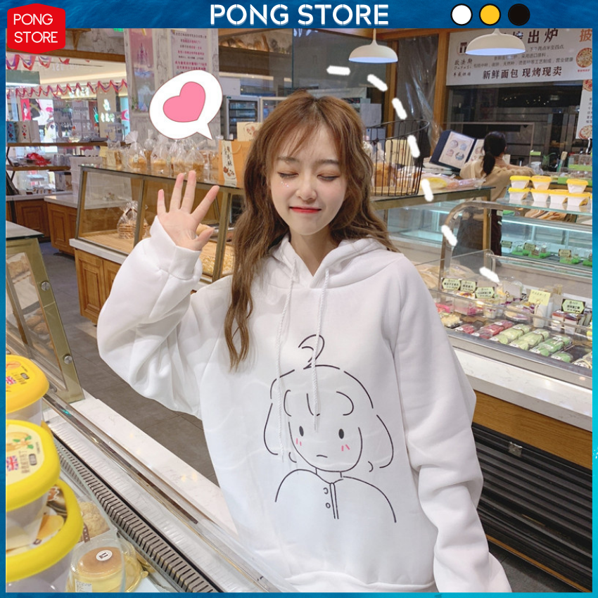 [HCM]Áo Hoodie Nữ in Hình Cô Gái PONGSTORE - Áo Khoác Hoodie Nữ Chất Nỉ Mềm Mịn Form Rộng Oversize Dưới 57KG Mặc Đẹp - Hoodie Nữ Có Nhiều Màu Giá Rẻ