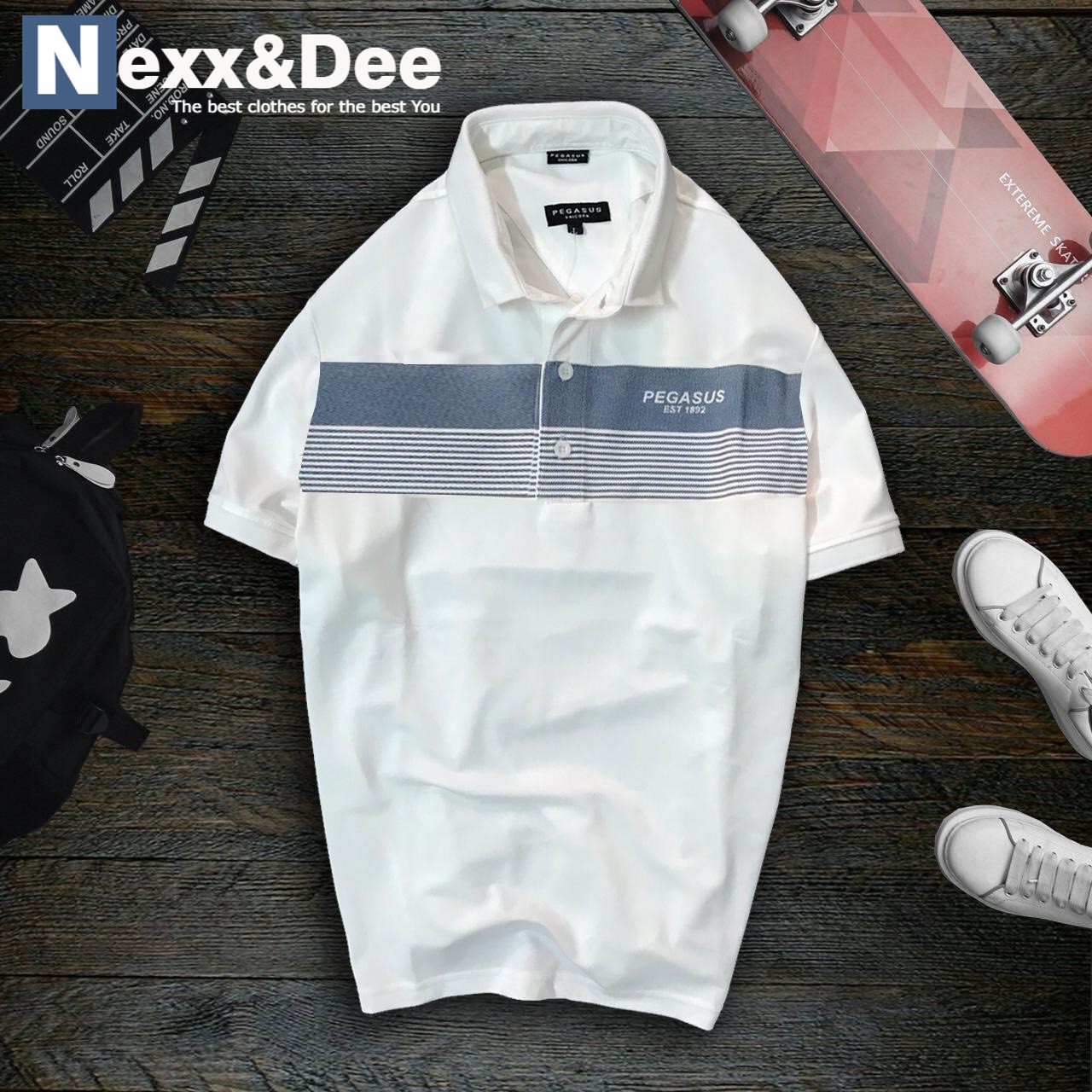 [HCM]Áo thun polo nam sọc ngang có cổ bẻ trẻ trung niên chất liệu cá sấu cao cấp NS032