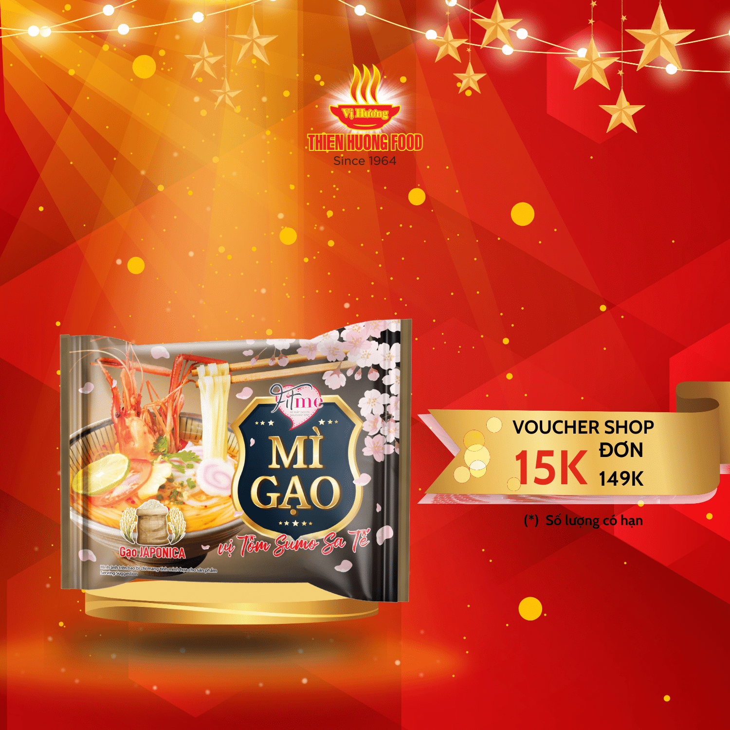 Thùng 30 gói mì gạo fitme tôm sumo sa tế 75g/gói - thien huong foods