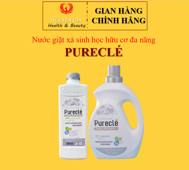 Nước giặt xả sinh học thảo mộc hữu cơ organic đa năng Purecle loại bỏ mọi vết bẩn,bền màu,mềm vải,chống nhăn, dưỡng da