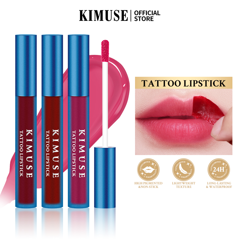 KIMUSE Peel Off Lip Stain Tattoo Lipstick Long-lasting and Waterproof Peel Off Pink Lip Tint Make Up