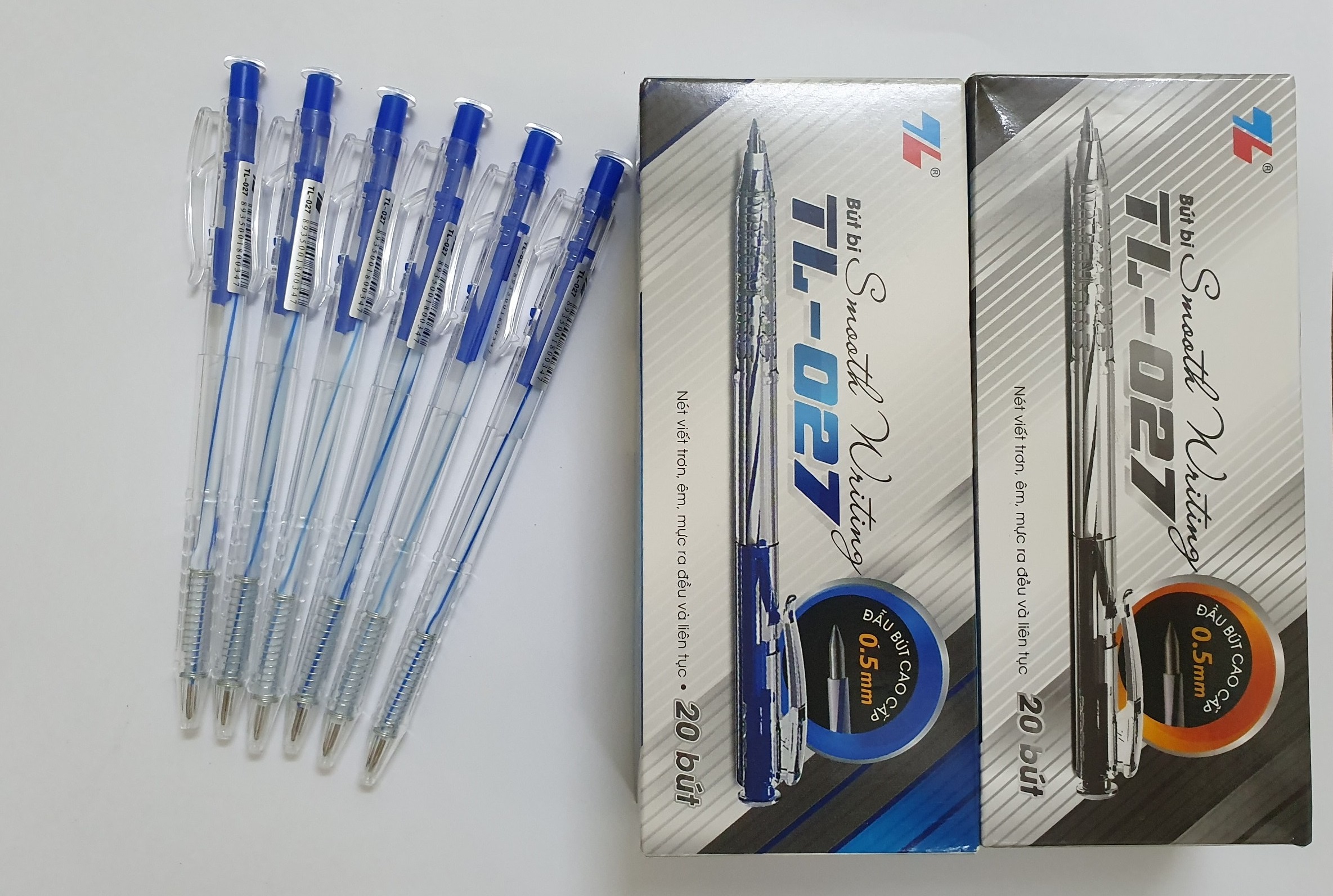 Bút bi thiên long tl - 027 đầu bi siêu bền, hộp 20 cái