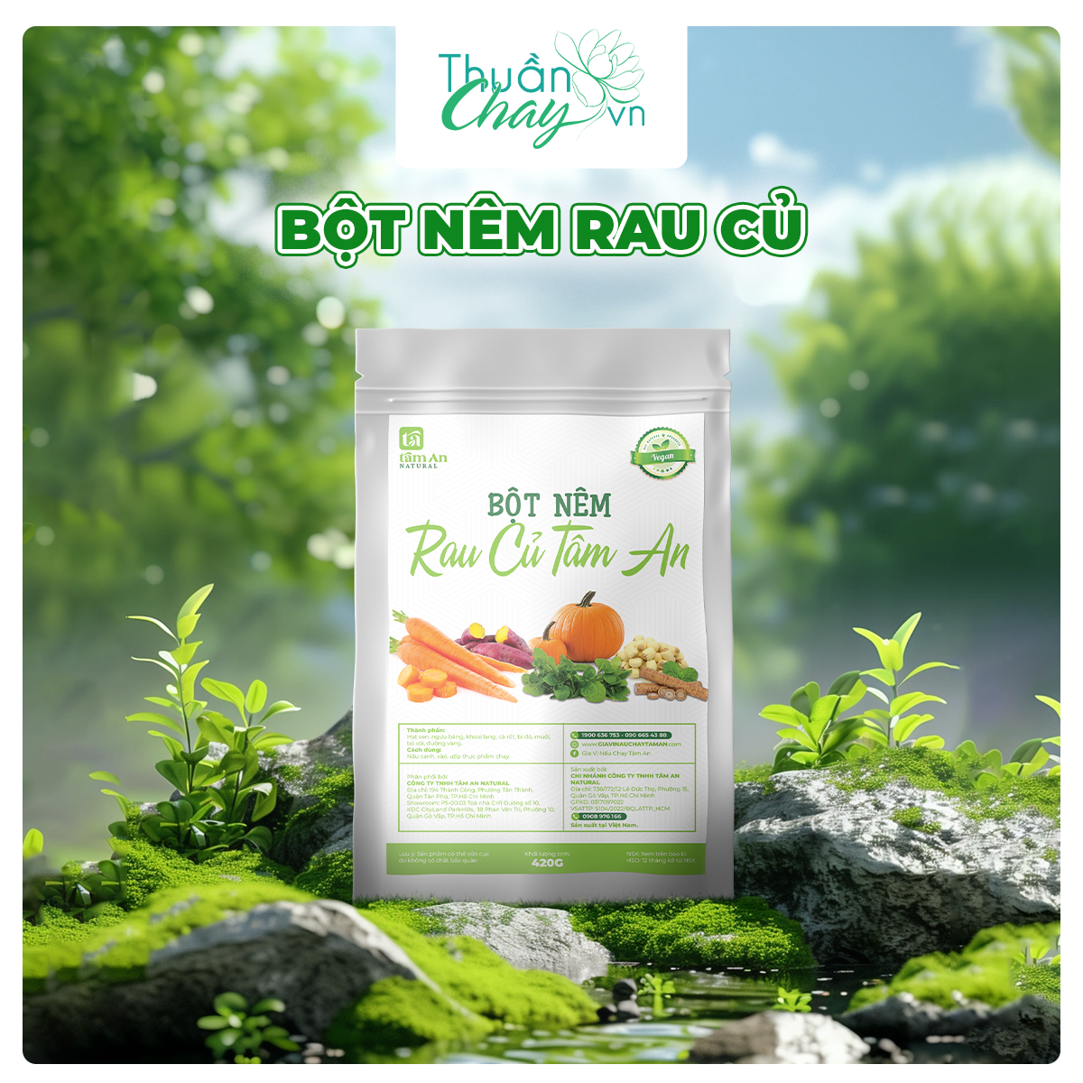 Gói Bột Nêm Rau Củ 250g - Gia Vị Nấu Ăn Dinh Dưỡng Thuần Chay, Hương Vị Thơm Ngọt, Đậm Đà