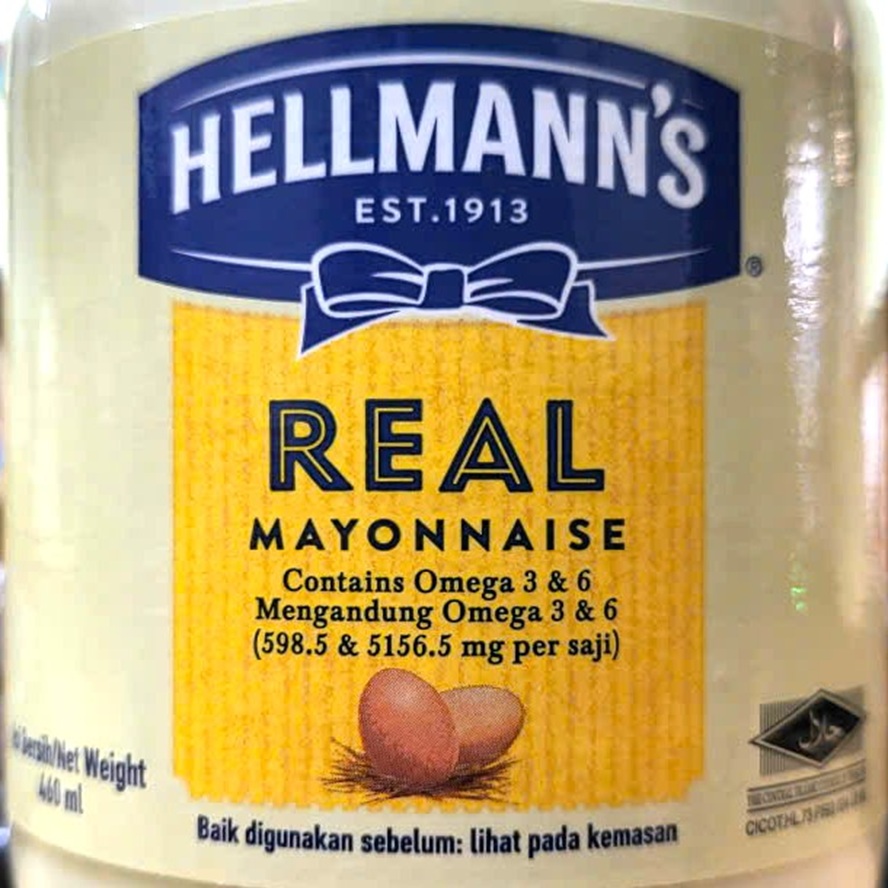 HELLMANN’S -- LỌ LỚN 480ml -- SỐT MAYO VỊ NGUYÊN BẢN Real Mayonnaise (HALAL)