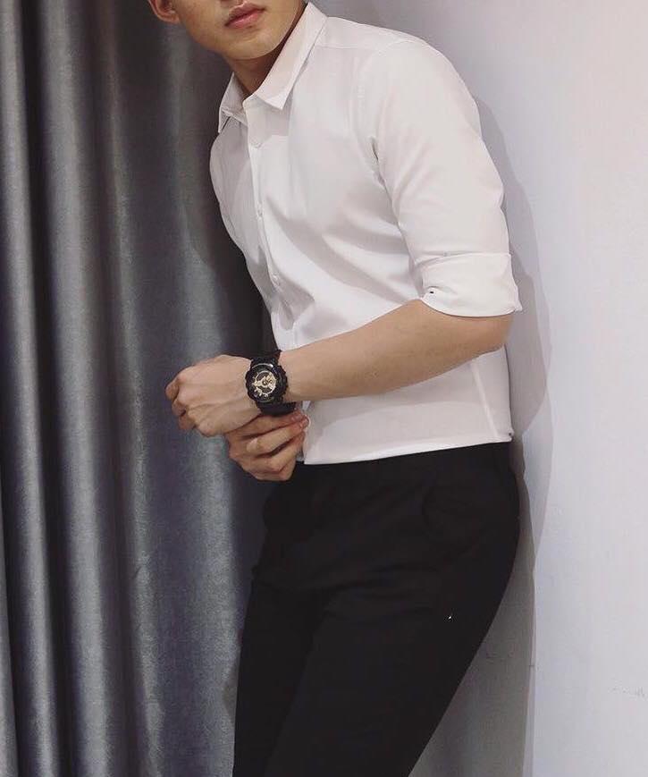 Combo 2 sản phẩm: 1 áo sơ mi nam trắng+ 1 quần âu nam đen