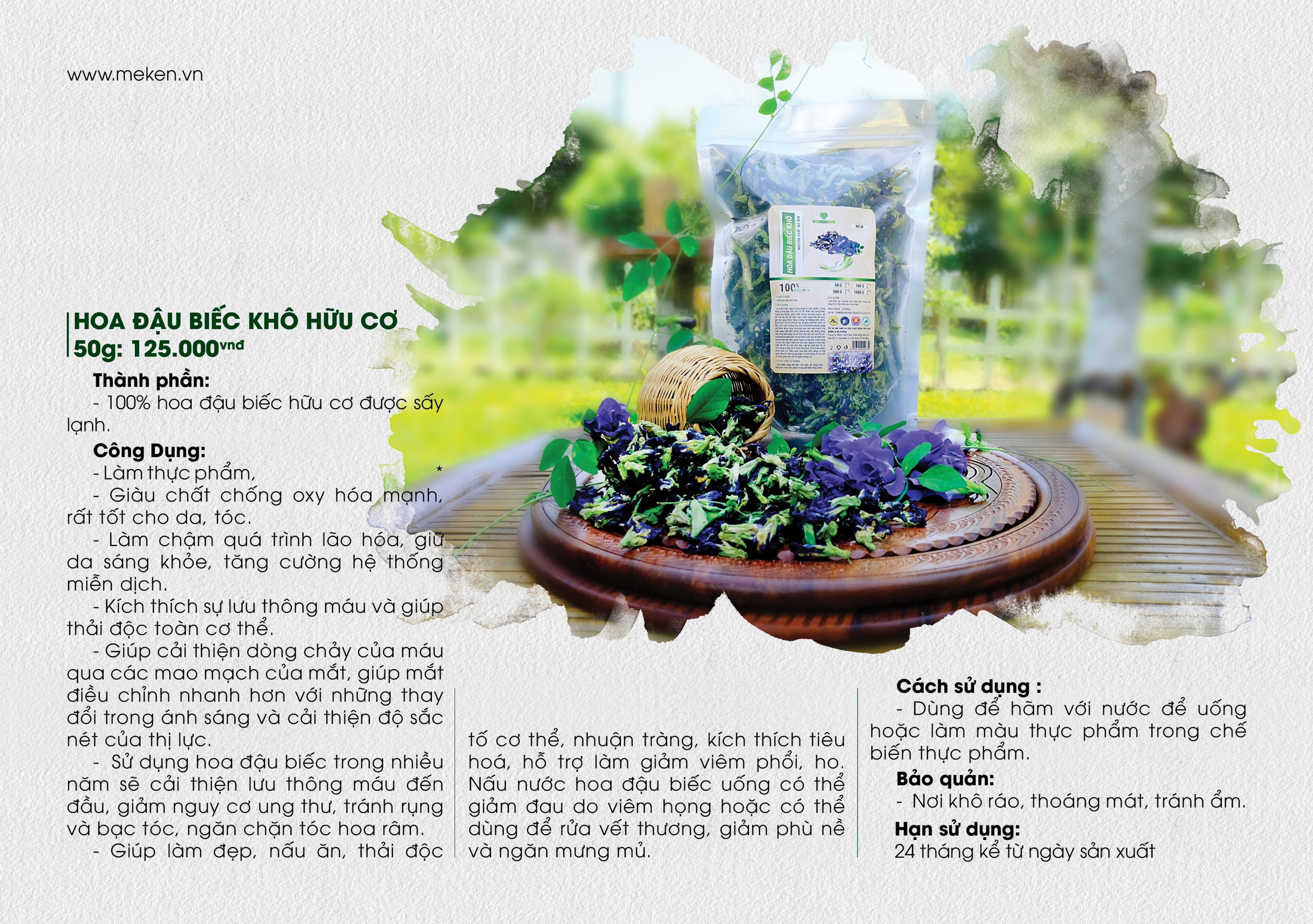 Hoa đậu biếc khô nguyên chất Mẹ Ken