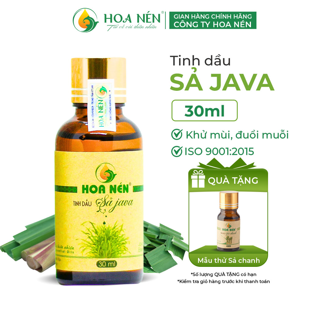 Tinh dầu Sả Java nguyên chất 30ml - Hoa Nén - Vegan - Kh.ử mùi, đuổi muỗi, làm thơm