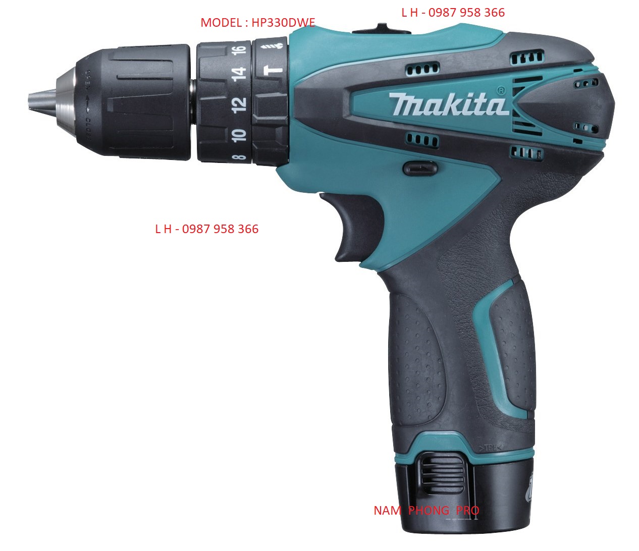 Máy khoan búa vặn vít dùng pin Makita HP330DWE