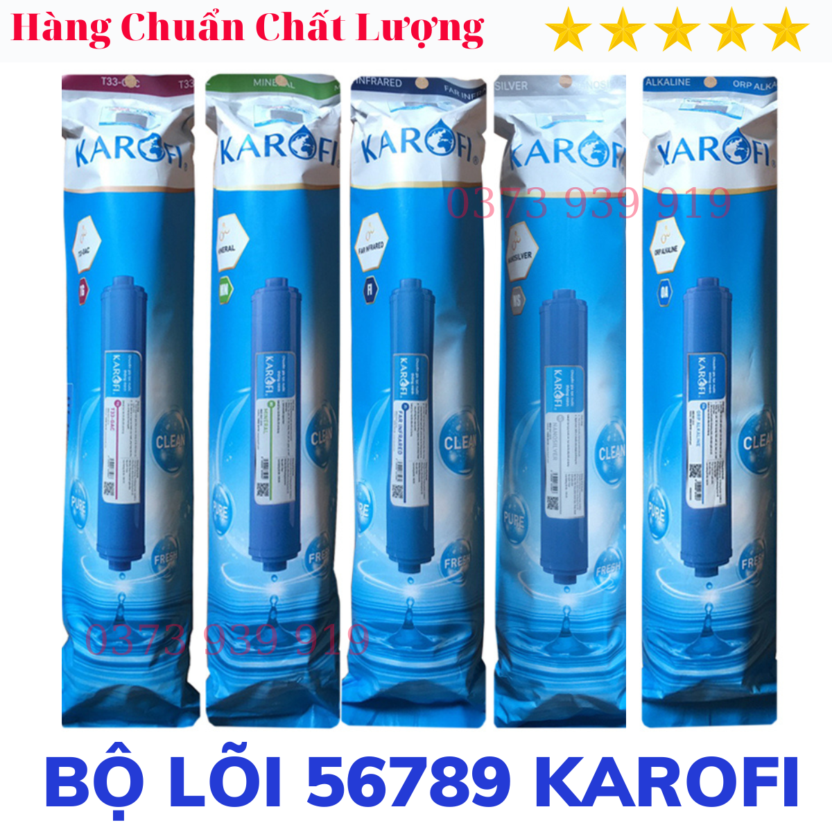Bộ lõi lọc nước 56789 Karofi chính hãng lắp cho máy lọc nước Karofi sai hàng đền 10 TR