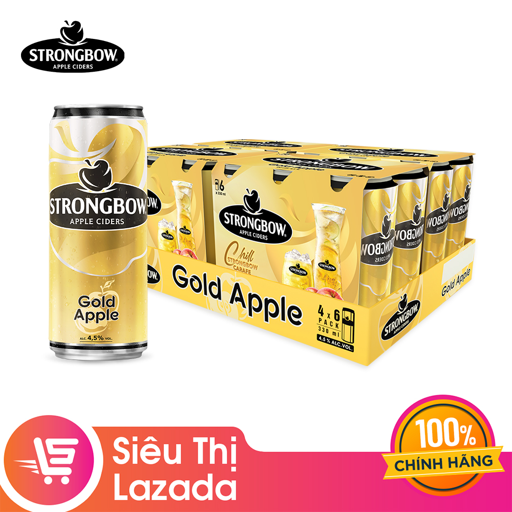 [HOT DEAL][Trợ ship đến 70K + Voucher 10k] Thùng 24 lon nước táo lên men Strongbow Vị Nguyên bản 330ml/lon