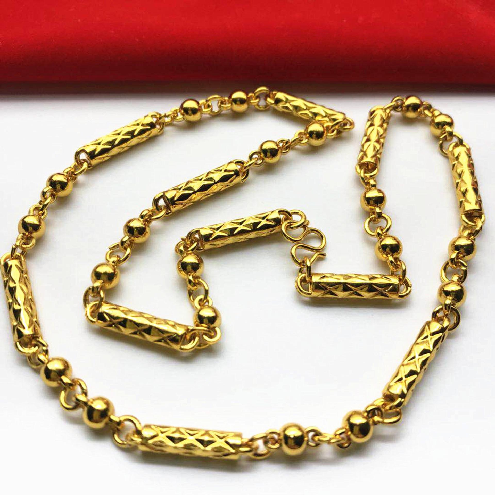 Dây chuyền nam ống trúc tròn mạ vàng 24k