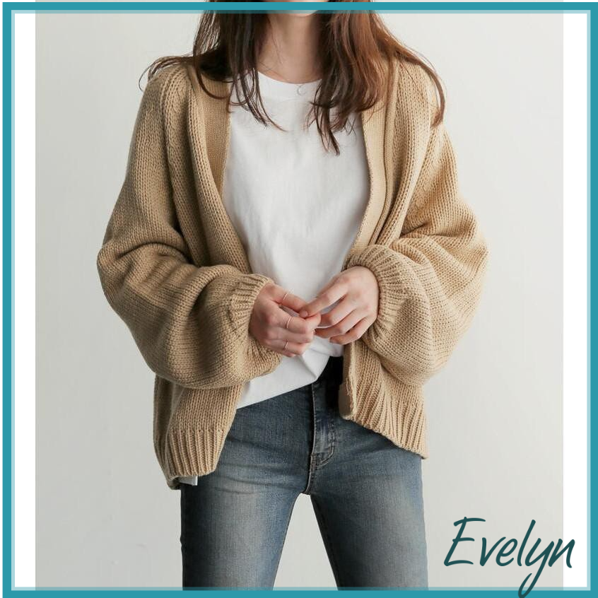 Áo khoác cardigan nữ Evelyn len dày thu đông không cúc đẹp Ev68