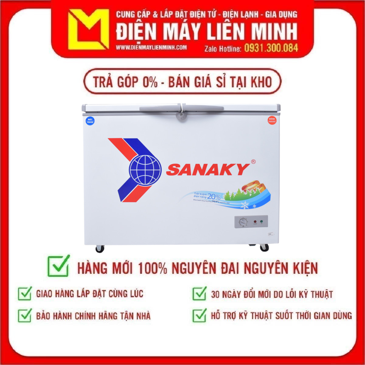 Trả góp 0% - tủ đông sanaky 220 lít vh-2899w1 - miễn phí vận chuyển hcm