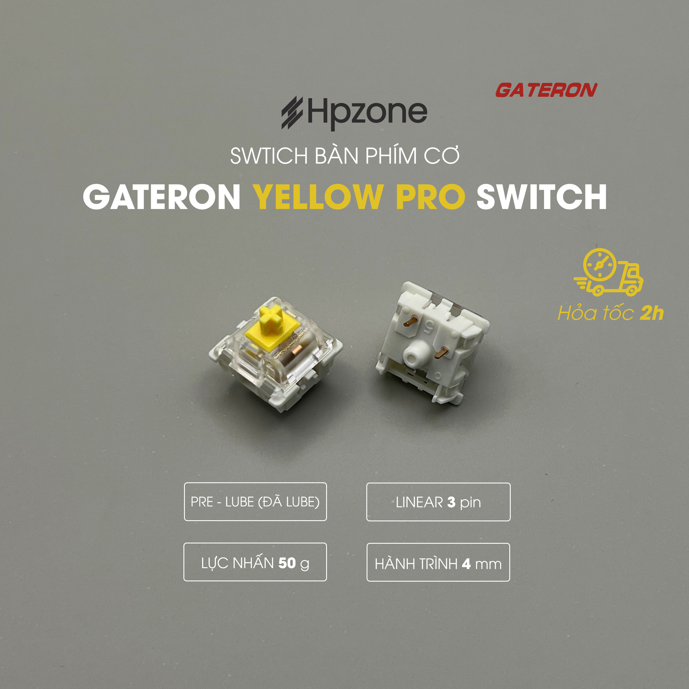 Gateron Pro Switch Gateron Yellow Pro KS-9 3 Pin Công tắc thay thế cho bàn phím cơ chính hãng Gateron 50g