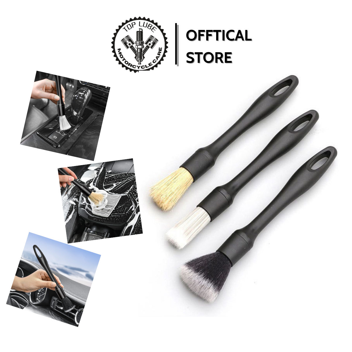 Bộ 3 cọ rửa xe lông heo, cọ sợi len, cọ lông cước chuyên nghiệp