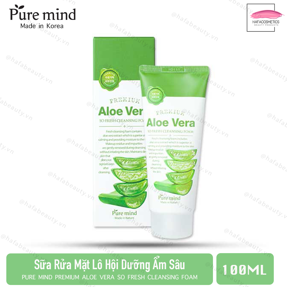[30/04/2022] Sữa Rửa Mặt Lô Hội Dịu Nhẹ, Dưỡng Ẩm Sâu Pure Mind Aloe Vera So Fresh Cleansing Foam 100ml _ Pure Mind Chính Hãng