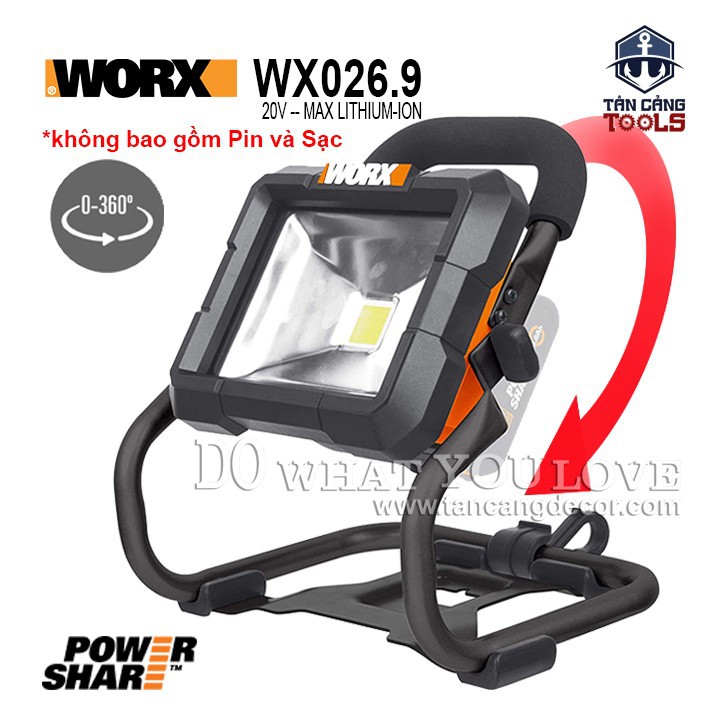 Đèn led công trình không dây 20 v worx wx026.9