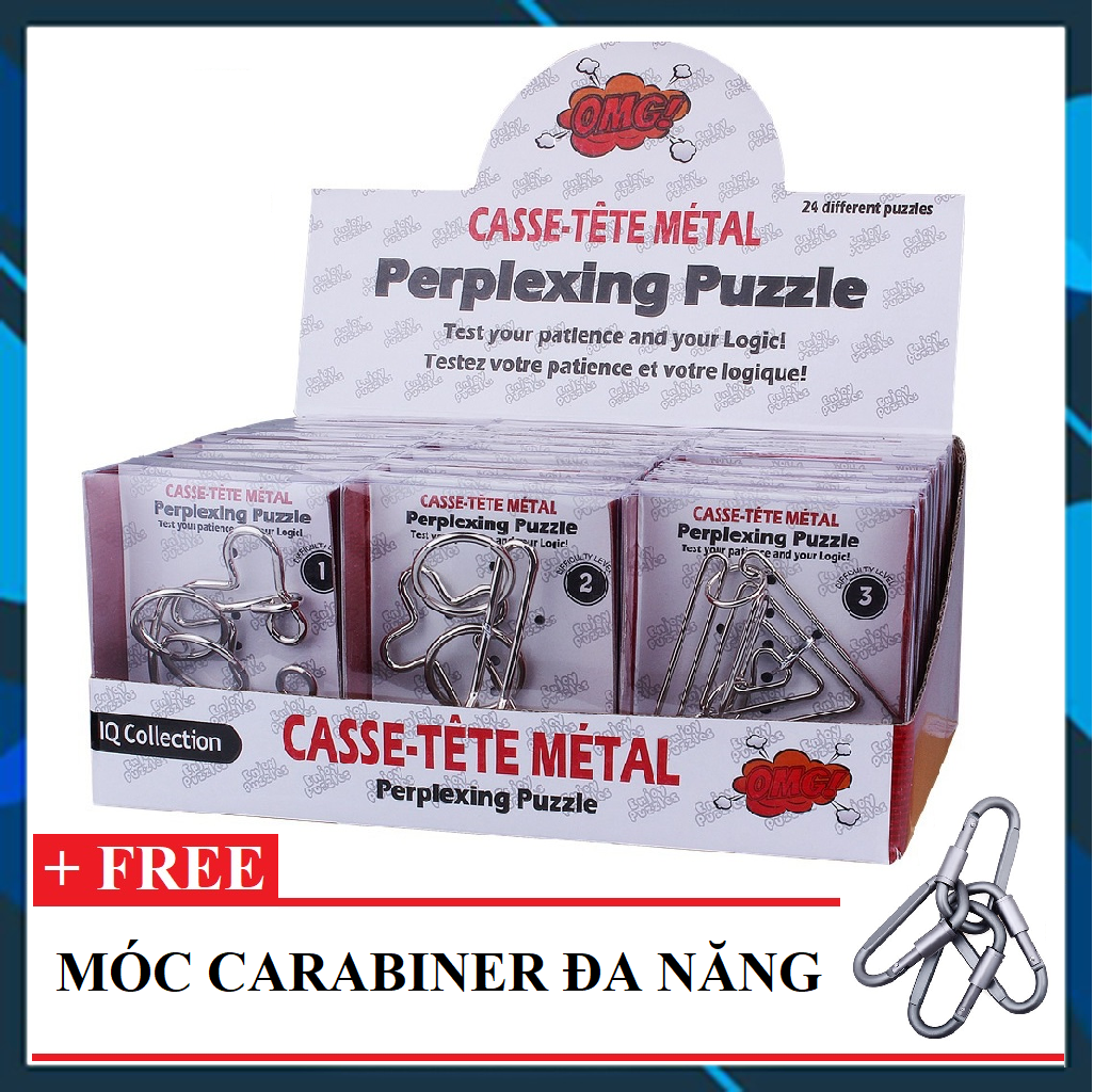 ⚡⚡ [HOT SALE] [FREESHIP] TRÒ CHƠI TRÍ TUỆ 24 MÓN TRÒ CHƠI IQ THÁO LẮP VÒNG SẮT LOẠI CAO CẤP - TẶNG 1 MÓC CARABINER ĐA NĂNG FUNO