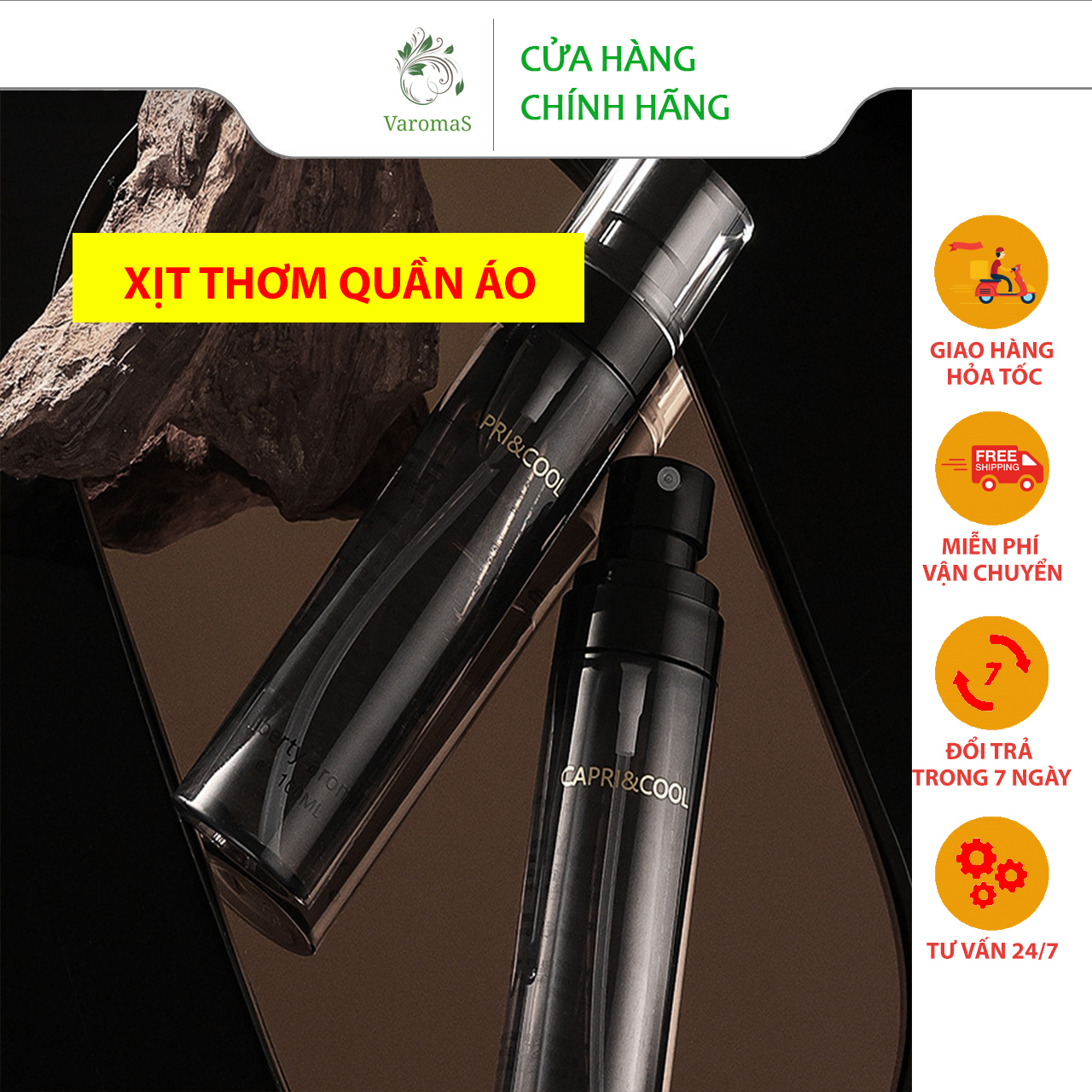 Nước xịt thơm quần áo cao cấp lưu hương quần áo giày dép khử mùi cơ thể capri cool 100ml kt33