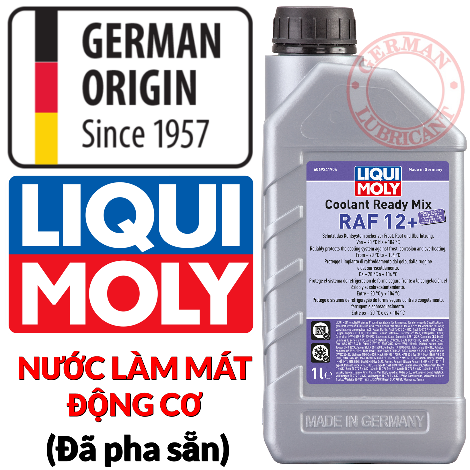 Nước làm mát Liqui Moly Coolant Ready Mix RAF 12 Plus (1L) pha sẵn 6924 - Nước mát Liqui - Nước Liqui - Liqui Coolant - Liqui pha sẵn - YUKO - K2
