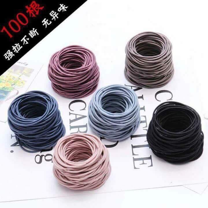 Chun buộc tóc 100 dây mix màu túi zip
