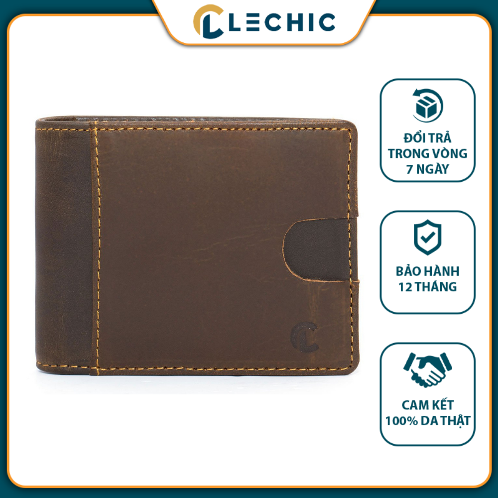 Ví da nam ngang nappa cao cấp pyxis ngang lechic 4 màu lcm31