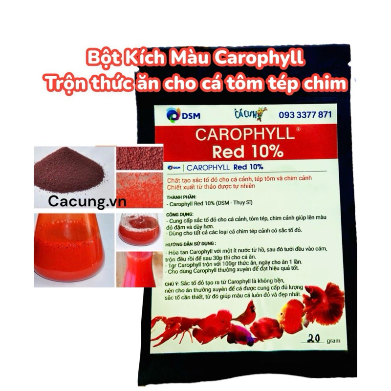 Bột Kích Màu Carophyll Red 10% cho cá tôm tép chim - Carophyll Đỏ Tăng sắc tố đỏ trộn thức ăn cá (Hà