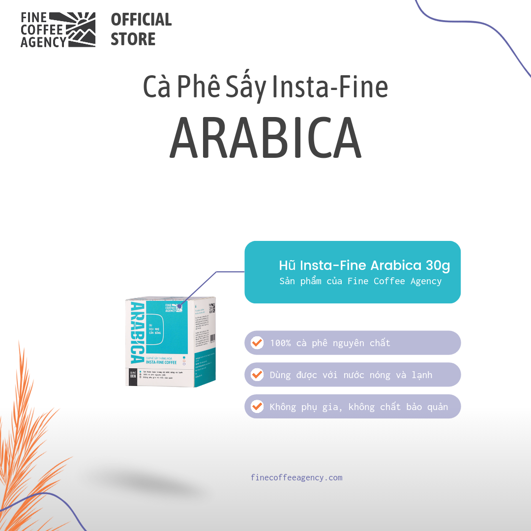 Hũ cà phê hòa tan pha lạnh insta-fine arabica nguyên vị cao cấp fca