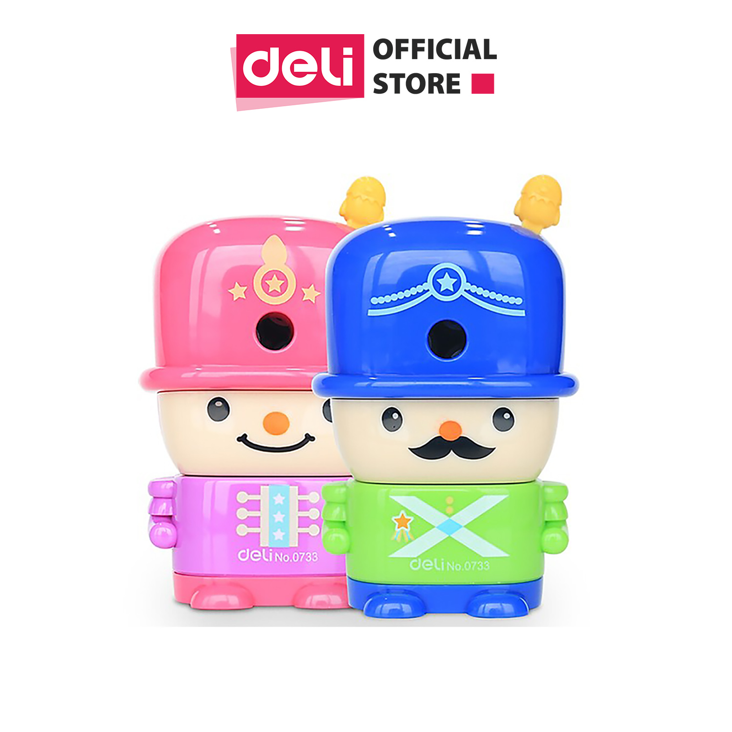 Gọt chì quay tay hình chú lính chì deli - xanh/hồng - 1 chiếc - 733