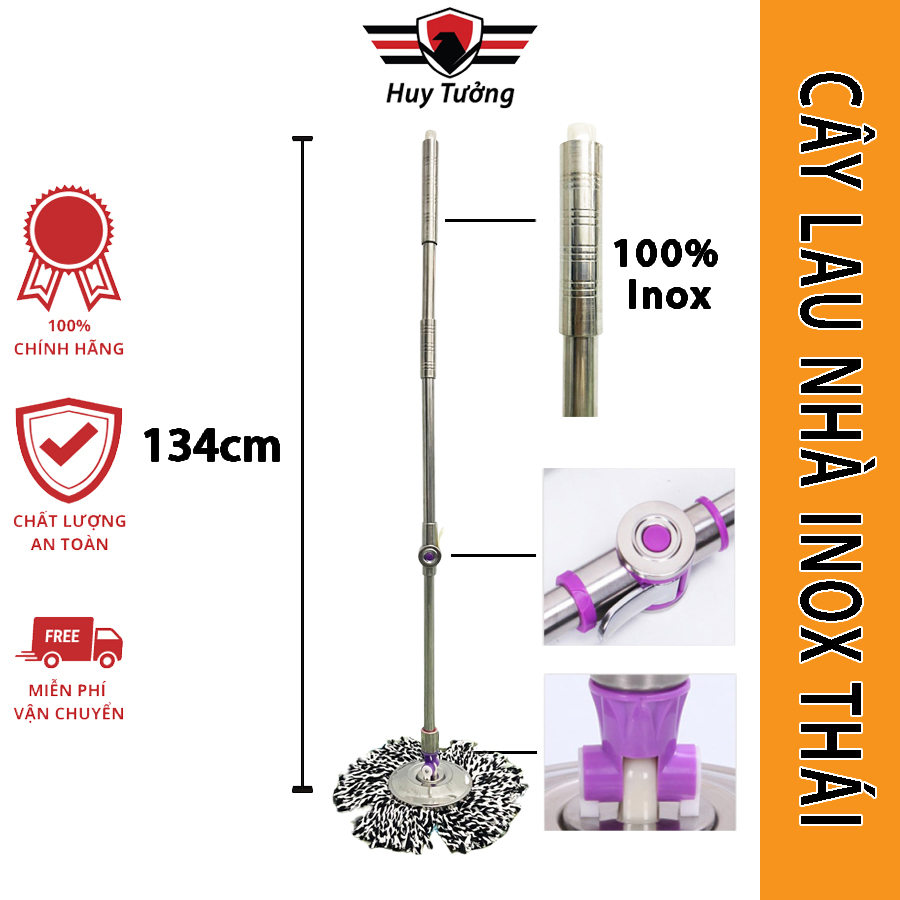 Cây lau nhà inox 360 độ thái lan G7 kèm bông lau nhà Huy Tưởng