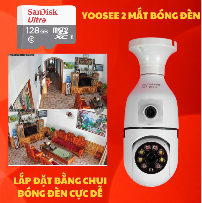 Camera bóng đèn Yoosee 8L, xoay 360 độ, đàm thoại 2 chiều, bảo hành 12 tháng, 1 đổi 1 trong vòng 7 ngày nếu sản phẩm có lỗi