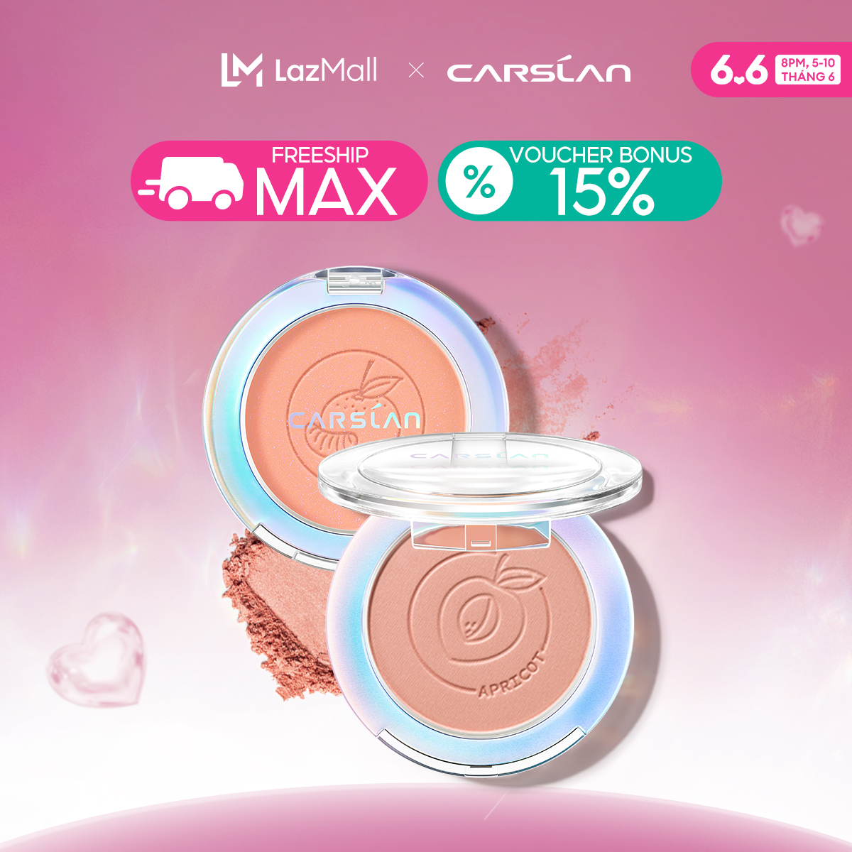 [ĐỘC QUYỀN 25-29.06|VOUCHER+QUÀ TẶNG]Phấn má hồng CARSLAN 6 màu thời trang cao cấp tùy chọn 5.5g