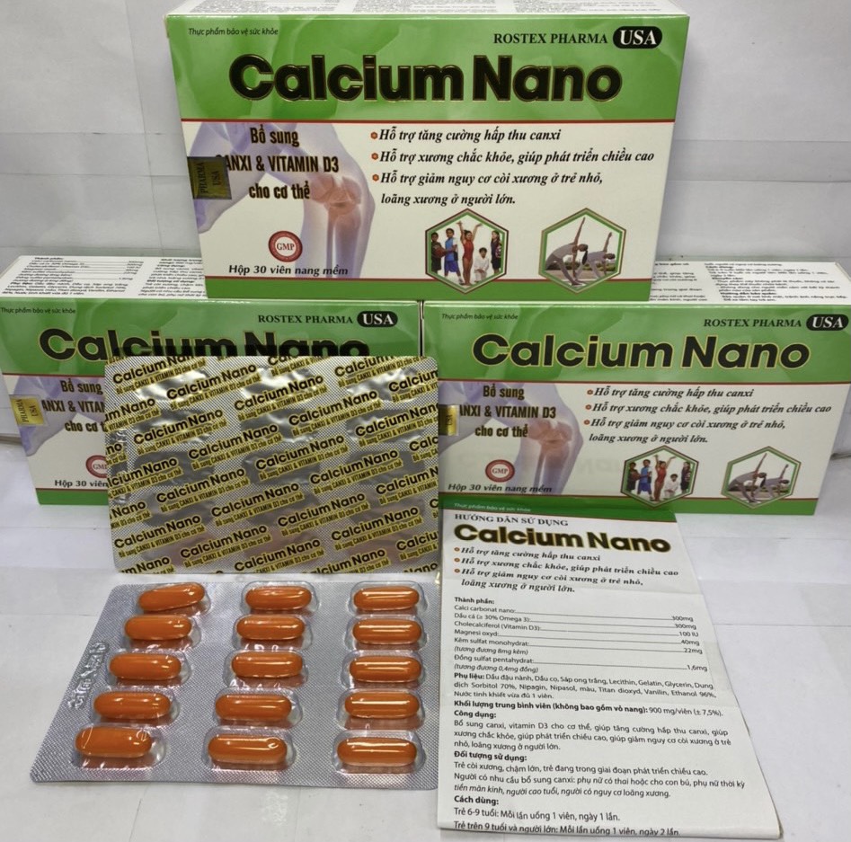 Calcium Nano Hỗ trợ sức khoẻ xương khớp phát triển chiều cao ngừa loãng xương, sản phẩm chất lượng, đảm bảo an toàn sức khỏe người sử dụng, cam kết hàng giống hình