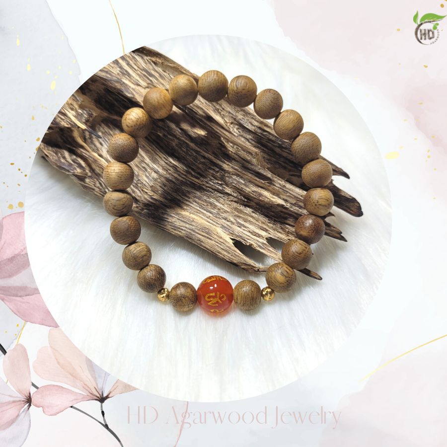 Vòng Tay Trầm Hương Tự Nhiên Nữ size 8 Li Mix Đá Trầm Hương Hùng Dung, may mắn, tài lộc, bình yên, hạnh phúc