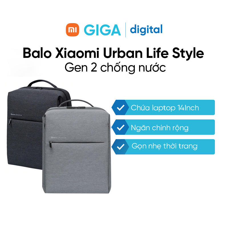 Balo Xiaomi Urban Life Style Gen 2 chống nước - Balo thời trang chống nước - Balo laptop - Thoải mái cho laptop 14 inch