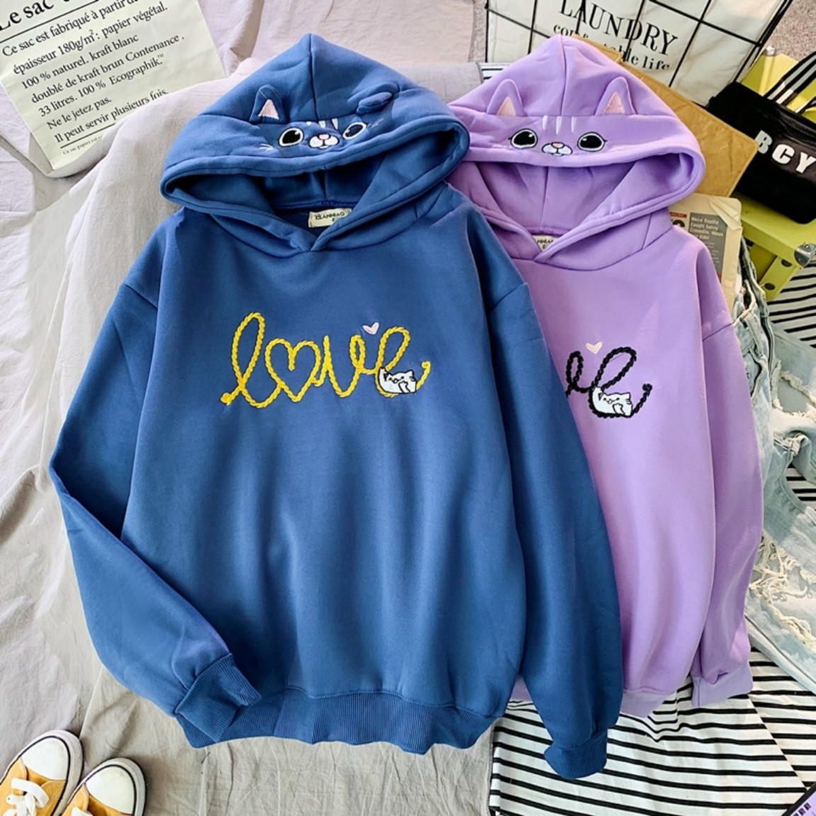 ÁO KHOÁC HOODIE PHỐI HAI MÀU CỰC XINH CỰC XIN XÒ FROOM RỘNG THOẢI MÁI