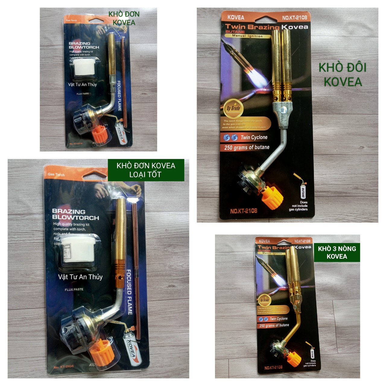 Đèn khò gas hàn ống đồng Kovea Hàn Quốc 1 đầu, 2 đầu, 3 đầu / đầu khò gas