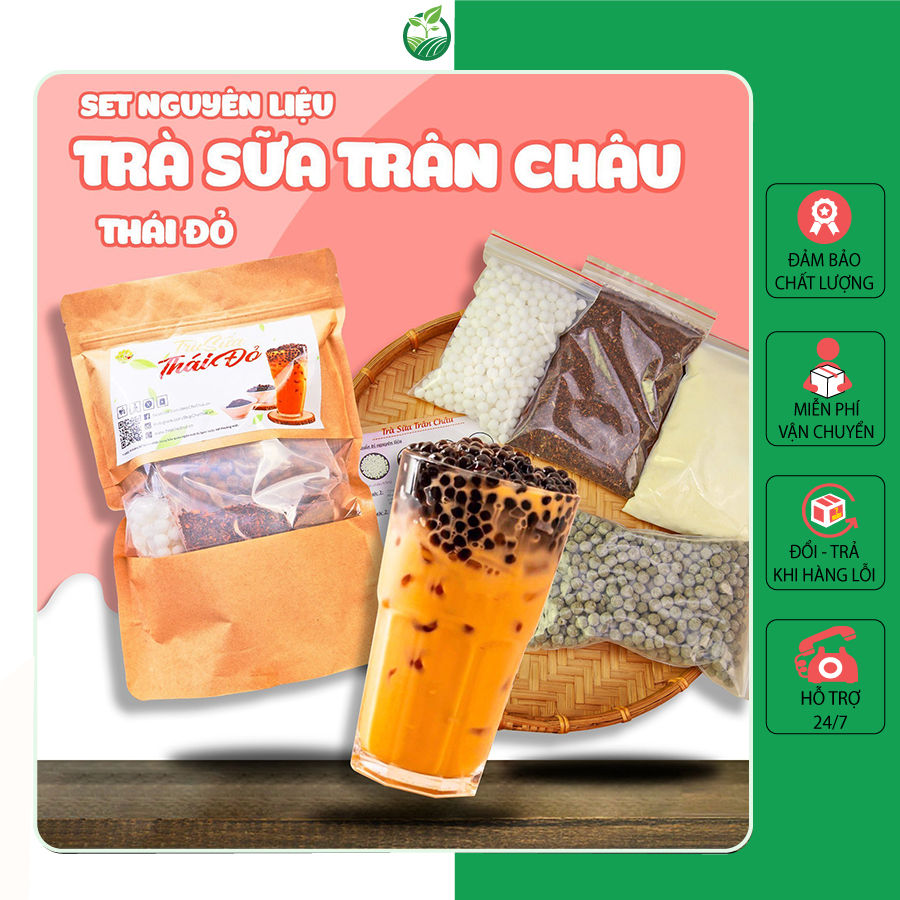 Set Trà Sữa Thái Đỏ Thơm Ngon Béo Ngậy, Chuẩn Vị - Set Nguyên Liệu Trà Sữa 2-3 Lít Trà Tặng Kèm Công Thức-Bách Hóa Xanh