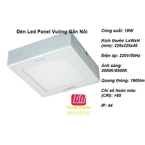 Đèn led panel vuông gắn nổi duhal 18w - kdgb518