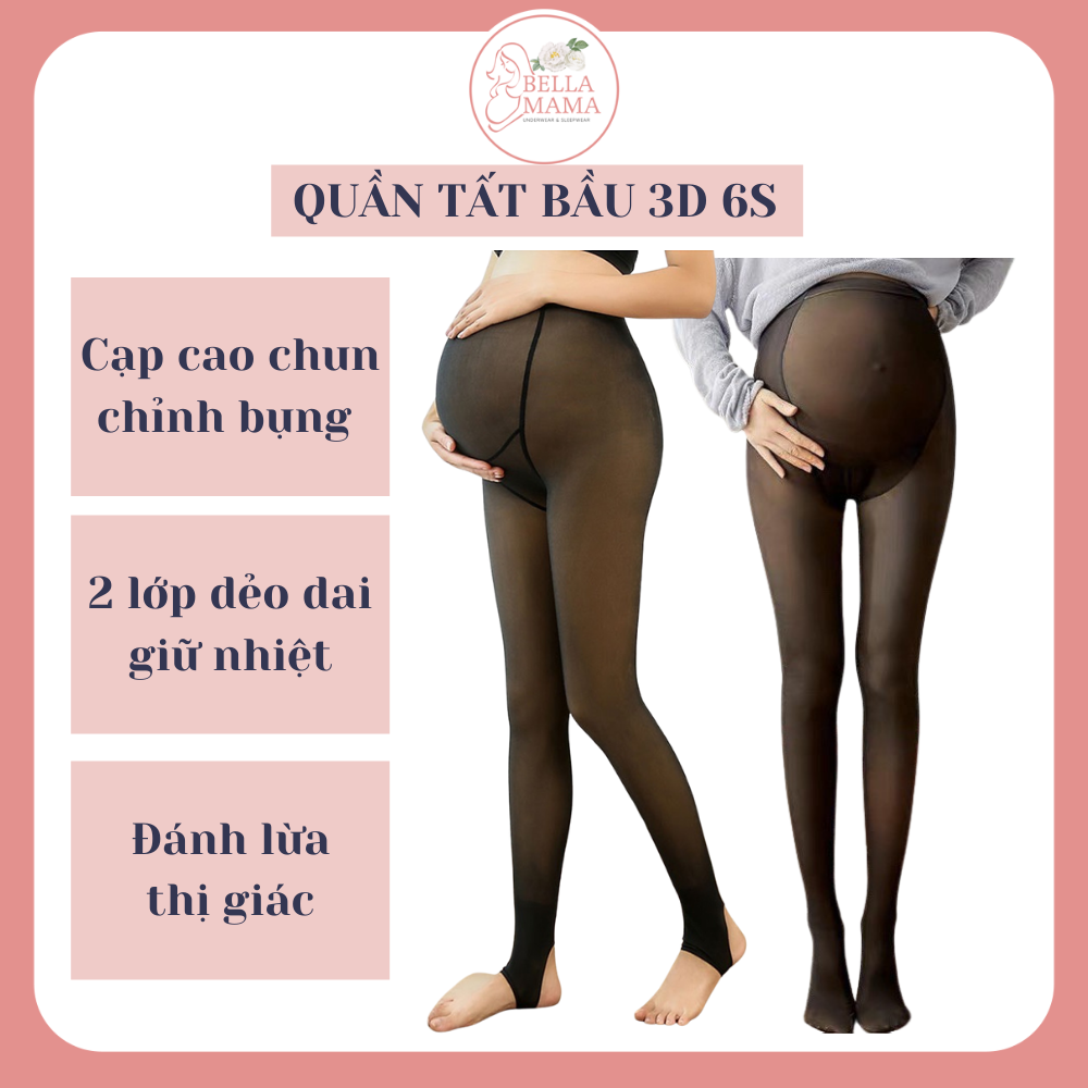 Quần Tất Bầu Dày 3D 6S Siêu Bền, Hàng Đẹp Loại 1 Siêu Ấm ,Dai Co Dãn, Chống Xước- Quần Tất Cho Mẹ Bầu 3D Chun Chỉnh Bụng Free Size 45-75kg