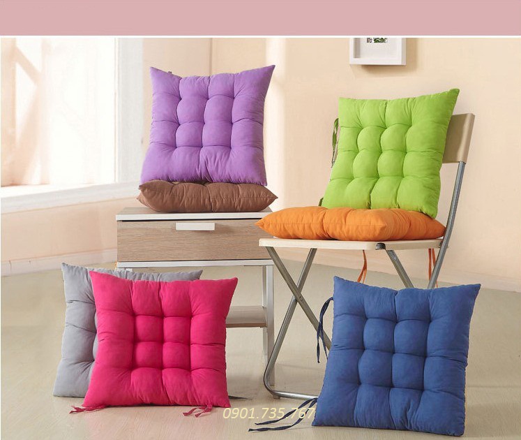 Đệm ngồi bệt, nệm lót ghế 40x40cm có dây buộc